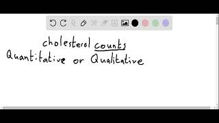 For Exercises 5–10 determine whether the data are qualitative or quantitative Cholesterol counts f [upl. by Odinevneib]