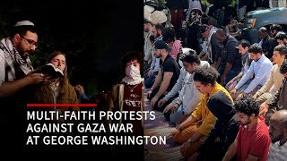 Muslim and Jewish students hold prayers at proPalestine protests in Washington [upl. by Hewes]