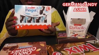 ASMR GERMAN CANDYCHOCOLATE TWIXFERRERO ROCHERKINDER PINGUIRAFFAELLOMON CHERIE [upl. by Chong]