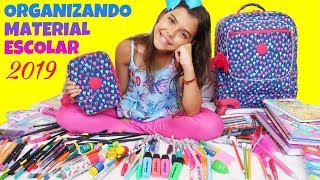 ORGANIZANDO MEU MATERIAL ESCOLAR 2019  ARRUMANDO MOCHILA ESTOJO E CADERNOS PARA VOLTA ÀS AULAS [upl. by Nnyleitak]