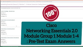 Cisco Networking Essentials 20 Group 1 Modules 14  PreTest Exam Answers  Networking Essentials [upl. by Godbeare]