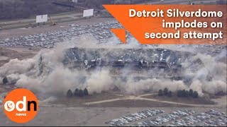 Detroit Silverdome implodes on second attempt [upl. by Haleemaj]