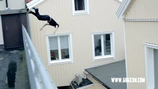 Severe Parkour Fall Kong Vault  Hand Slip  Legs Clip A Few Stories Up [upl. by Anomis]