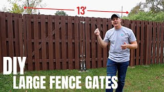 DIY Large Fence Gates  How to Build a Gate that Wont Sag  13’ Double Gate  Fence Makeover Pt 2 [upl. by Ahteres700]