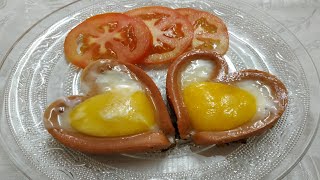 Heart shaped fried egg  Eggs with sausage [upl. by Nolahs]