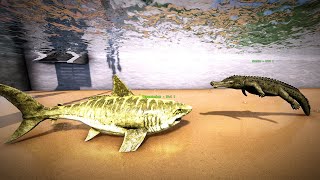 MEGALODÓN 🦈 vs SARCO 🐊 Batalla a muerte de Titanes  ARK SURVIVAL [upl. by Vevay]