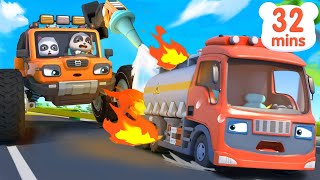 Fire Truck Rescue Team  Firefighter Song  Monster Truck  Car Cartoon  Kids Song  BabyBus [upl. by Asteria]