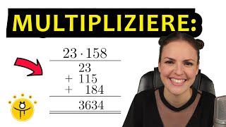 Schriftliche MULTIPLIKATION mit großen Zahlen – Schriftlich multiplizieren mit Übertrag [upl. by Radke613]