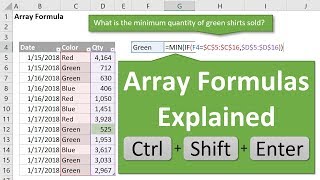 Excel Array Formulas Explained with MIN and IF Functions Part 1 of 5 [upl. by Smitty235]