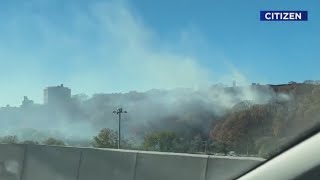 Fires burn in Highbridge Park in Washington Heights [upl. by Albrecht]