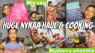 Huge Nykaa Haul  Gifts From Brands  Blueberries Smoothie Quick Recipe  Cooking Mix Veg [upl. by Ykcim]