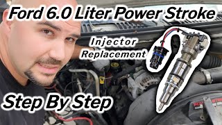 Powerstroke 60 liter Fuel Injector replacement  StepbyStep guide diesel powerstroke injector [upl. by Ariada]