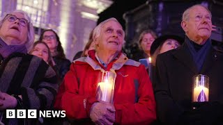 Holocaust Memorial Day events take place around the world  BBC News [upl. by Laitselec]