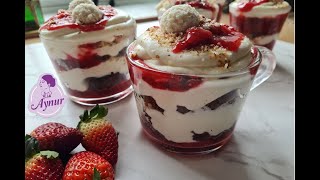 Leckeres und einfaches Dessert im Glas mit frischen Erdbeeren und Quarkcreme [upl. by Anniken]