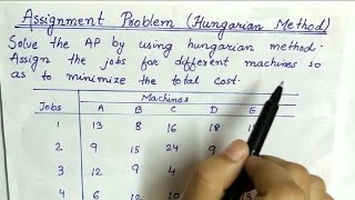 Lec29 Assignment Problem Hungarian Method  In Hindi  Operation Research [upl. by Abih]