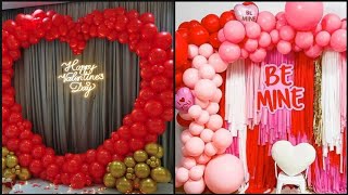 Valentine party backdropsBalloon decors ValentineRomantic Valentine decorsValentine stage decors [upl. by Annayrb79]