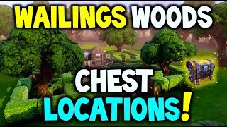 Fortnite Wailing Woods CHEST LOCATIONS quotSearch Chests in Wailing Woodsquot  Challenge Battle Royale [upl. by Kacey]