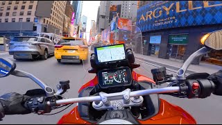 Multistrada V4 Rally cockpit view in New York City [upl. by Eiramyelhsa648]