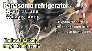 Panasonic refrigerator not cooling repair and bypass hack recharging refrigerant [upl. by Adnof]