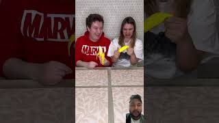 Fake banana vs real banana eating challenge challenge hmelkofm banana funny shorts [upl. by Alliuqal]