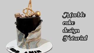 Marble Cake with Gold Leaf  How to make Marbled Fondant Cake [upl. by Ariuqahs]