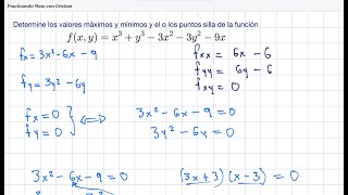 Máximos y mínimos para una función de dos variables 3 [upl. by Colinson]