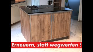 KlingerFoliende  Küche Arbeitsplatte Einbauschrank mit Klebefolie bzw Möbelfolie bekleben [upl. by Anitsyrhk373]