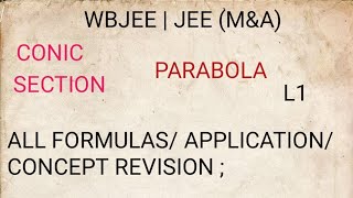 L1  🔴 PARABOLA  CLASS 11  ALL FORMULAS amp CONCEPT REVISION  FOR WBJEE  JEE M amp A [upl. by Hukill227]