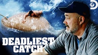 MAN OVERBOARD 🌊 Most Dangerous Rescues  Deadliest Catch  Discovery [upl. by Kaliope504]