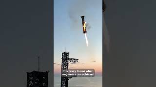 SpaceX reverse landing  caught a rocket midair like a chopstick [upl. by Hameerak]