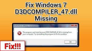 How to Fix d3dcompiler47dll free in Windows 7 without any software  D3DCompiler47dll Fix [upl. by Bryan]