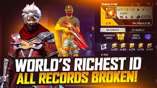 World Most Richest 🤑Free Fire Account Ever All Record Broken 😱🤯 [upl. by Ahsia]