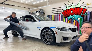 He was BLOWN AWAY that it LOOKS LIKE PAINT  BMW M4 wrapped in the new ZERO STRETCH Technique [upl. by Hashim]