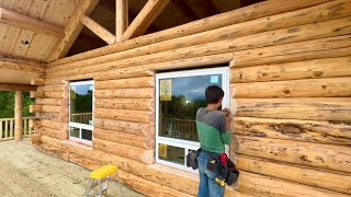 Ozark Mountains Missouri Meadowlark Log Home WINDOWS INSTALL EPISODE 7 [upl. by Mancino]