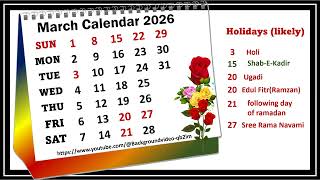 March Calendar 2026 marchcalender2026 [upl. by Uriia]