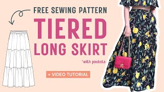 Ultra Feminine Tiered Skirt Pattern FREE Printable PDF Pattern  How To Sew Guide [upl. by Radman734]