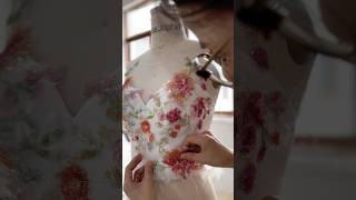 Making a corset floral sequin embroidered midi dress dress gown fashion sewing wedding [upl. by Anawat]