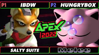 Apex 2022 SALTY SUITE  iBDW Fox Vs Hungrybox Jigglypuff  SSBM Melee Tournament [upl. by Lucita]