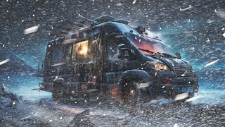 Cozy Van Life Winter Camping in Snow Storm Blizzard Extreme Weather Freezing Temperatures vanlife [upl. by Bowers]