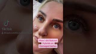 How I did Natural Hybrid Lash Extensions on Damaged Lashes 🥰 [upl. by Sutphin824]