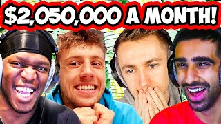 How Much Do Sidemen Earn KSI Vikkstar123 W2S Behzinga Zerkaa TBJZL MM7 [upl. by Sema]