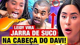 BBB 24 LEIDY VIRA JARRA DE SUCO NA CABEÇA DO DAVI [upl. by Richella]