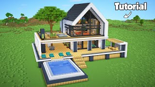 Minecraft How to Build a Modern House Tutorial Easy to Follow 54  Interior in Description [upl. by Samuella]