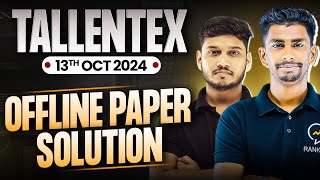 13th Oct 2024 Tallentex solution  Tallentex 202425 Oflline paper solution  Tallentex 2024 [upl. by Eidnahs]