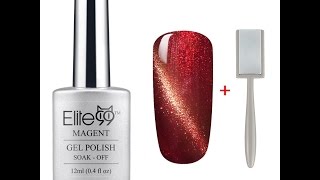 Elite99 3D Nail Gel Polish Magnetic Cat Eye Maroon with Gold Eye  Magnet Stick [upl. by Kreiner57]