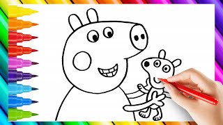 Drawing And Coloring Peppa Pig and Her Family 💖 Learn Colors 🌈 Easy Step by Step Drawings For Kids [upl. by Donahue]