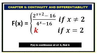 If fx2x2164x16 if x2 k if x2 is continuous at x2  find k [upl. by Anikram]