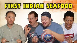 Foreigners Try Indian Seafood For The First Time  Fish Masala Curry  Fish Biryani  Shrimp Curry [upl. by Noremmac]