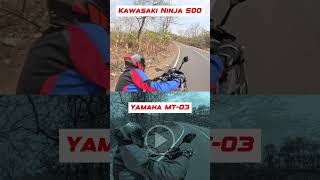 Kawasaki Ninja 500 Vs Yamaha MT03 Exhaust Notes Compared🔊 comparison [upl. by Eedahs]