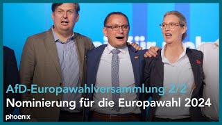 AfDNominierungsParteitag für die Europawahl 2024 [upl. by Anawad]